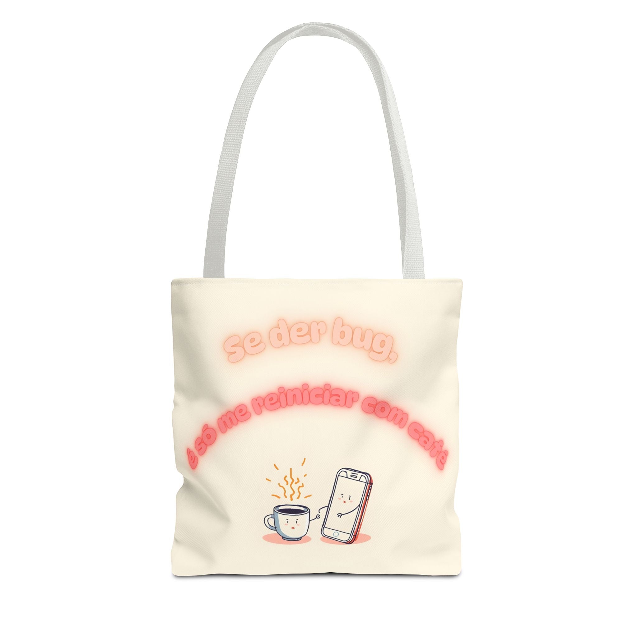 Tote Bag  "Se der bug é só me reiniciar com café" – Tote Bag Divertida e Estilosa